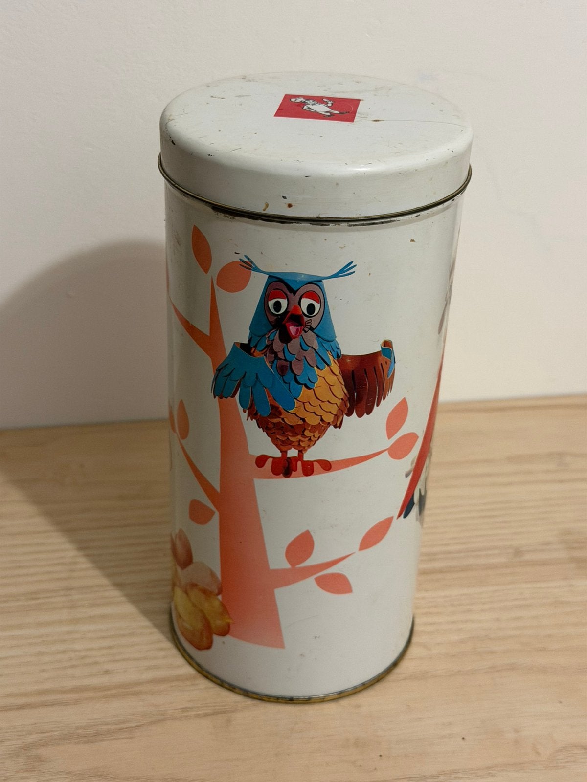 Vintage Bolletje beschuitbus Fabeltjeskrant Meneer de Uil, Ophalen of Verzenden, Gebruikt, Beschuit, Bolletje