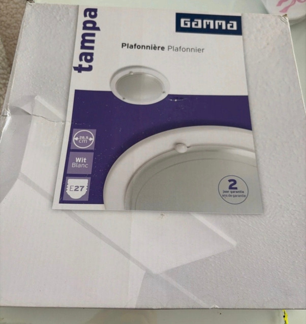 GAMMA Tampa Plafondlamp Wit E27 - 28.5 cm, Nieuw, Wit, Plafondlamp, E27 (groot)