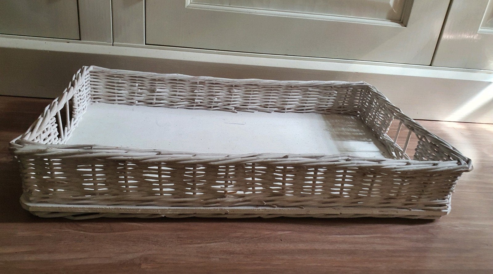 Witte rieten mand/dienblad, Gebruikt, Mand, Ophalen of Verzenden, Riet