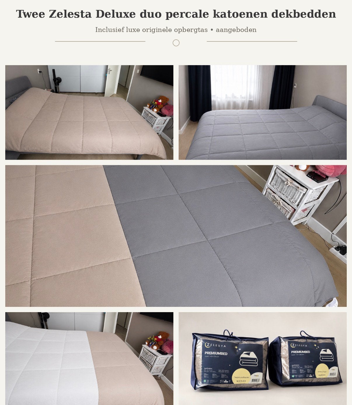 2X Zelesta Deluxe Duo Percale Katoenen dekbedden , samen 40€, Eenpersoons, Meerkleurig, Katoen, Ophalen of Verzenden