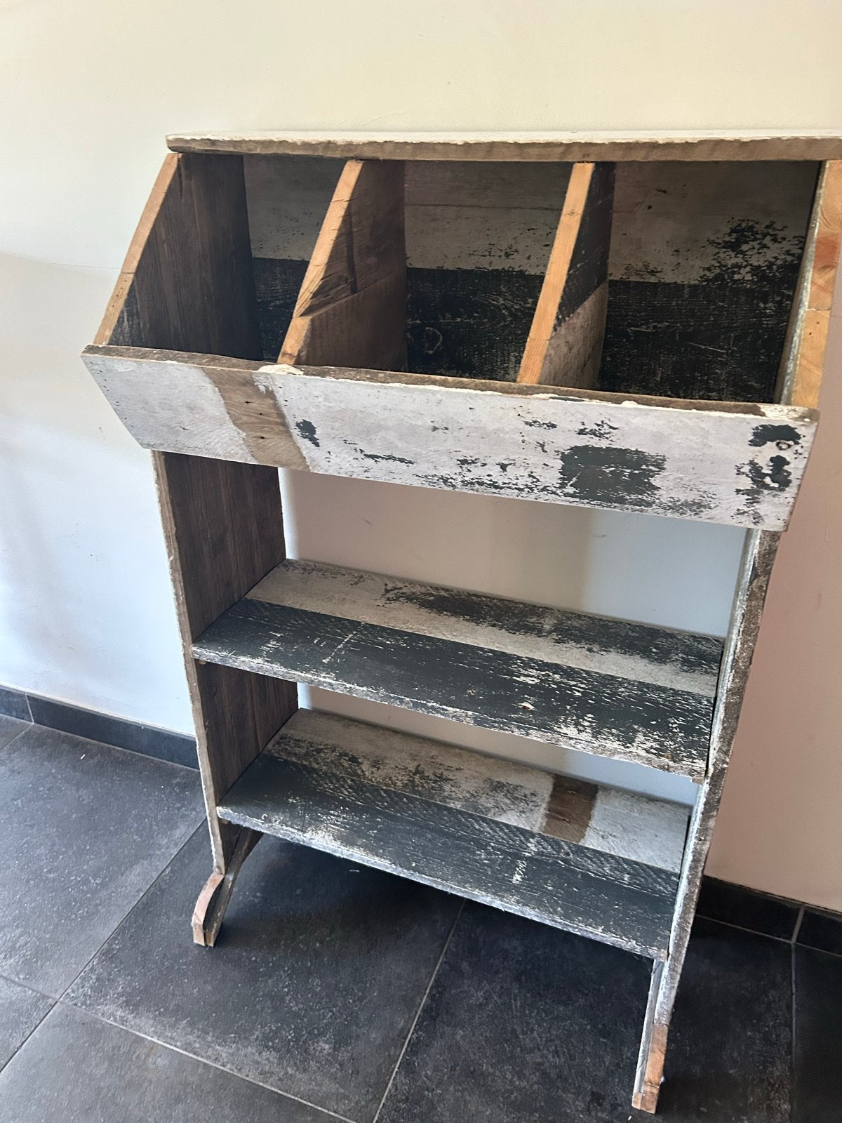Vintage houten rek met vakken - 112x70x35 cm, Ophalen