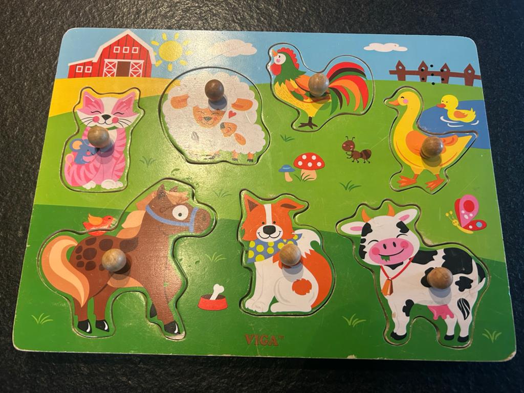Houten boerderij puzzel met dierengeluiden, Ophalen, Gebruikt, Overige typen, Met geluid