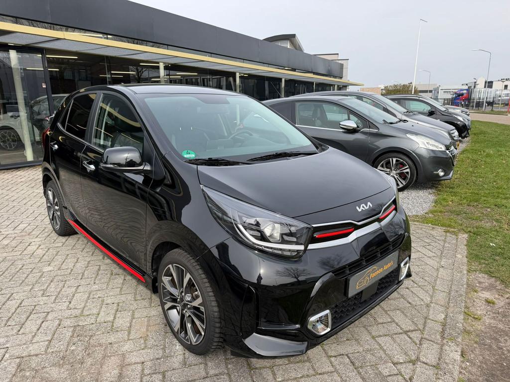 Kia PICANTO 1.0 DPi GT-Line|Cam|Carplay|5.200KM!, Auto's, Kia, 4 stoelen, Zwart, Leder, Bedrijf