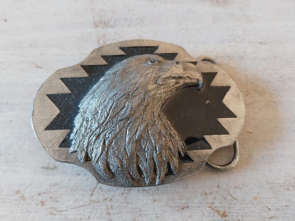 Mooie zwarte buckle met mat zilverkleurige adelaarskop NIEUW, Kleding | Heren, Riemen en Ceinturen, Losse buckle of gesp, Overige kleuren