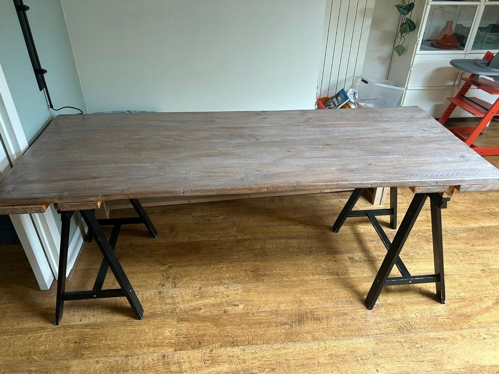 Houten eettafel, Ophalen, Gebruikt, 200 cm of meer, 50 tot 100 cm