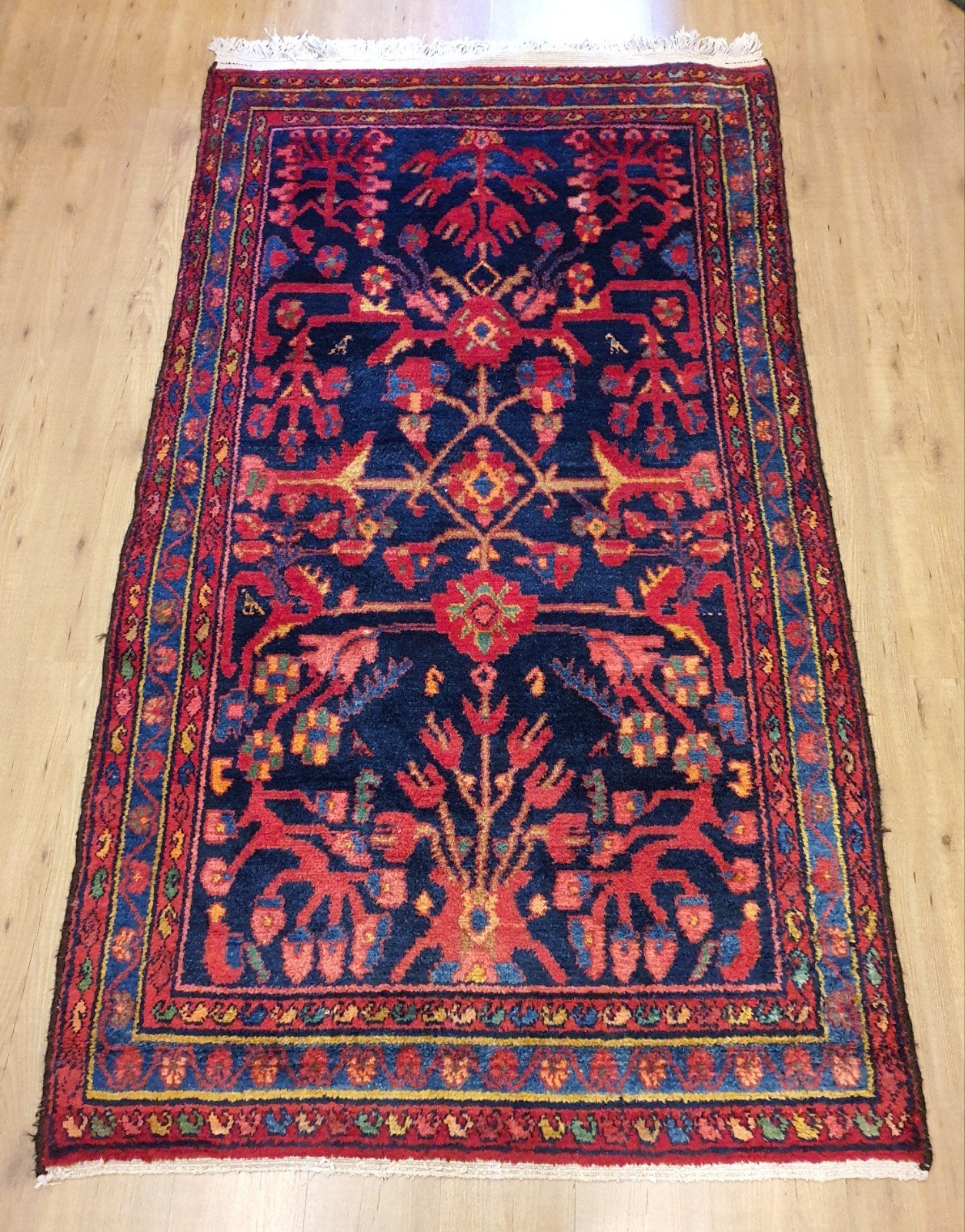 Vintage handgeknoopt perzisch tapijt hamadan 240x131, Info@SlatsAntiek.nl, Tweedehands, 100 tot 150 cm, Perzisch