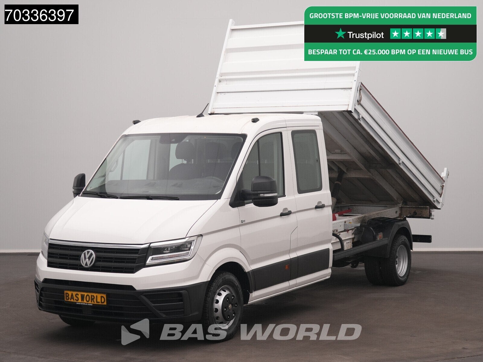 Volkswagen Crafter 177pk Kipper Dubbele Cabine Dubbellucht A, Auto's, Stof, Gebruikt, Euro 6, 4 cilinders