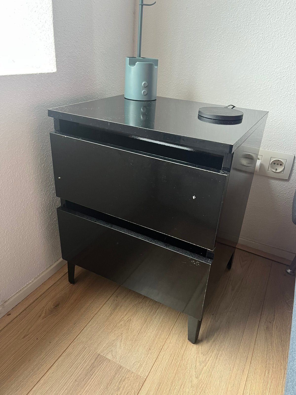 Zwarte nachtkastjes 35x40 cm (IKEA Nordli stijl) x2, Huis en Inrichting, Ophalen, Gebruikt, Minder dan 45 cm