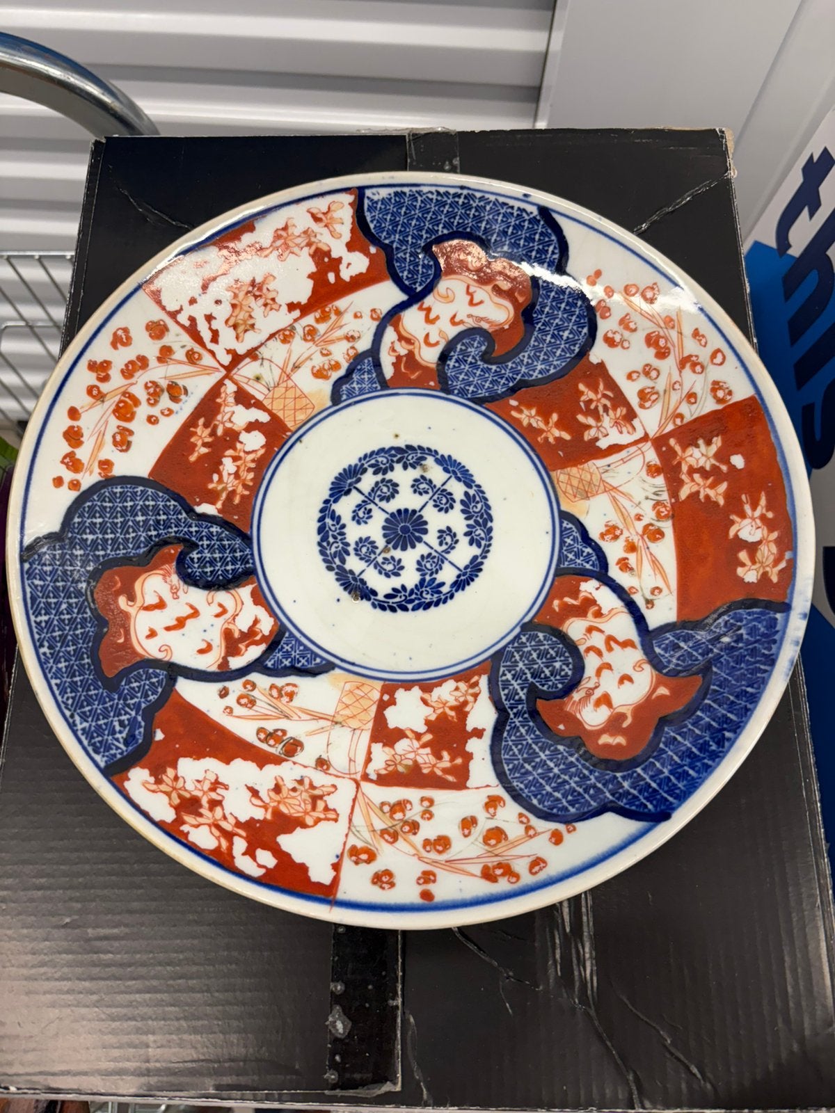 Groot antiek imari bord 1840-1880, Ophalen of Verzenden