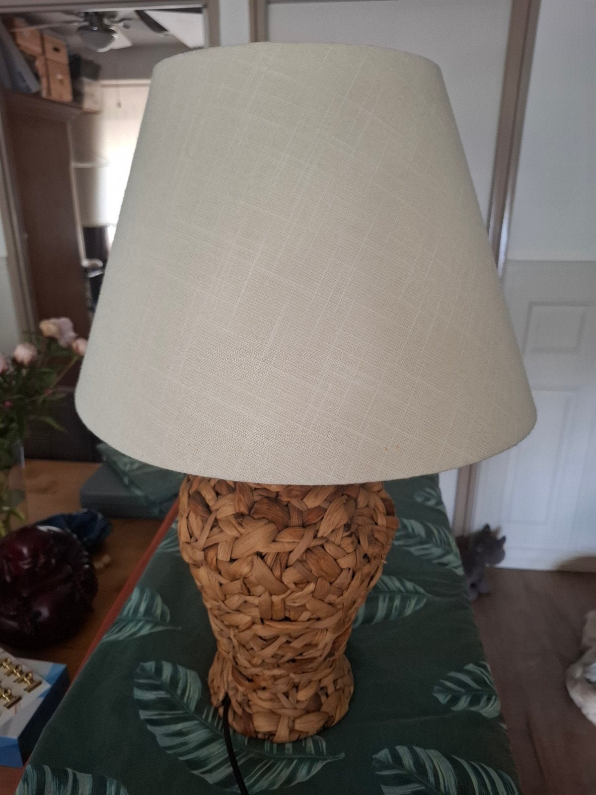 Rotan tafellamp, Gebruikt, 50 tot 75 cm, Bohemian, Natuurlijk, Landelijk, Ophalen of Verzenden