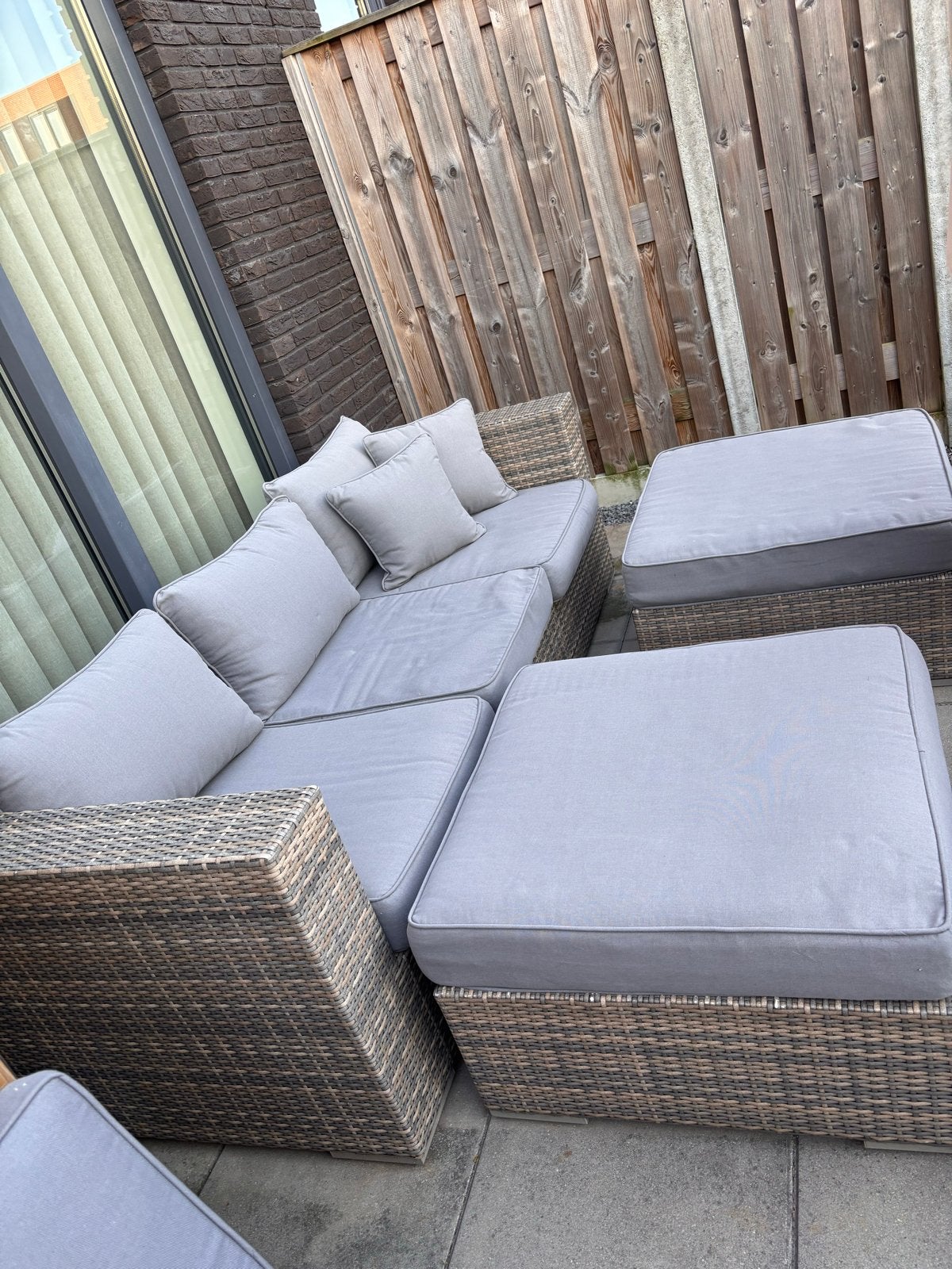 Luxe Wicker Loungeset met Wasbare Hoezen, Tuin en Terras, Tuinsets en Loungesets, Ophalen, 5 zitplaatsen, Gebruikt, Loungeset