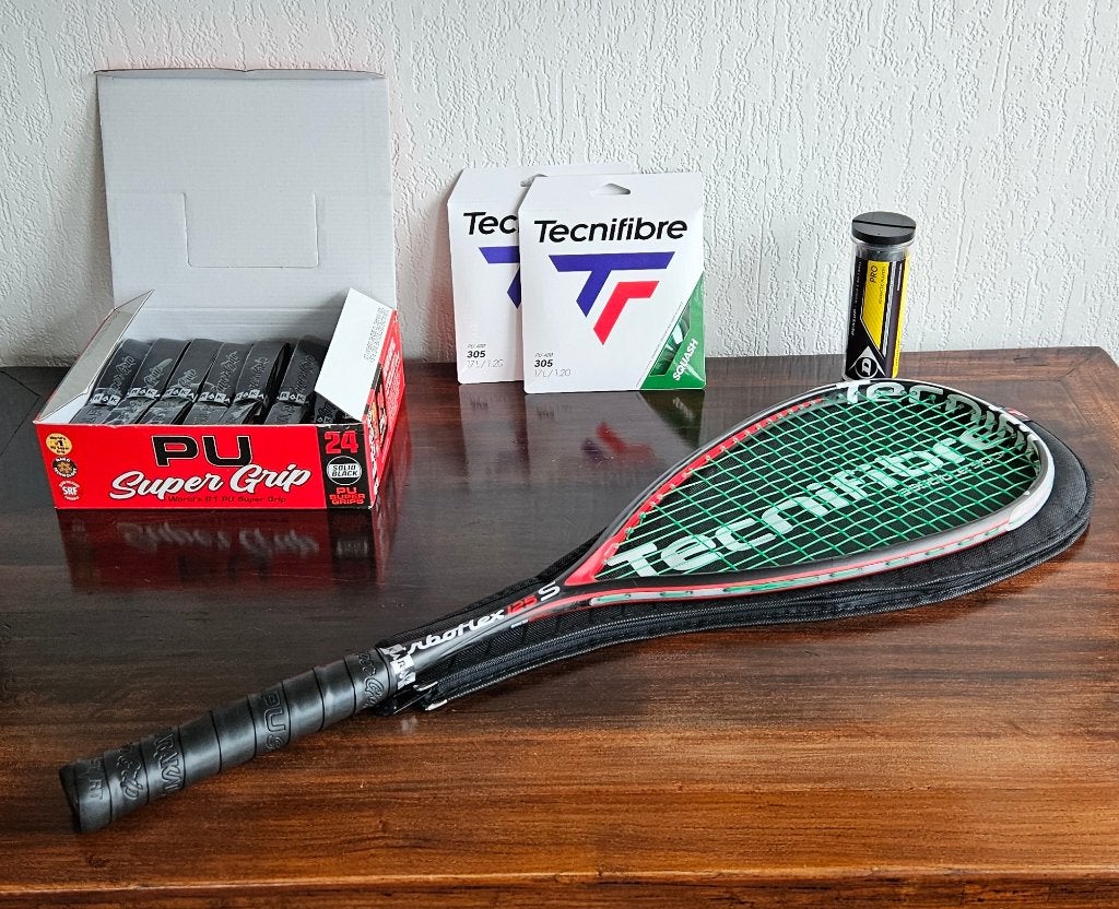 Tecnifibre Carboflex 125 S Squash Racket incl. accessoires, Ophalen of Verzenden, Gebruikt, Racket, Met hoes