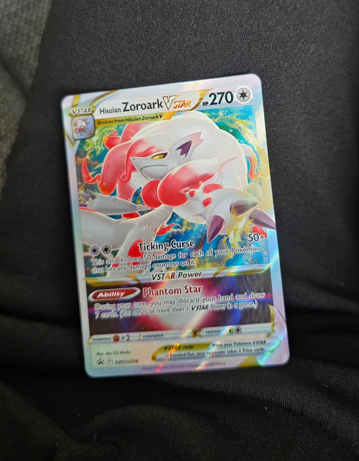 Hisuian Zoroark VSTAR Pokémon Kaart SWSH298, Ophalen of Verzenden, Zo goed als nieuw, Losse kaart