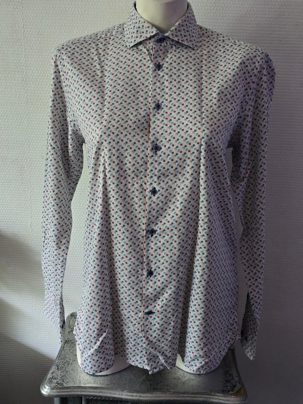 Jac Hensen Modern Fit overhemd met print maat M, Meerkleurig, Jac Hensen, Gedragen, Halswijdte 39/40 (M)