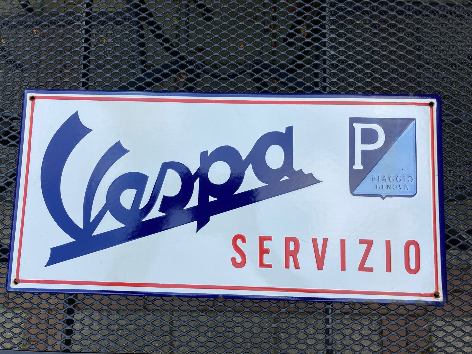 Vintage Vespa Servizio Emaille Bord, Ophalen of Verzenden, Reclamebord