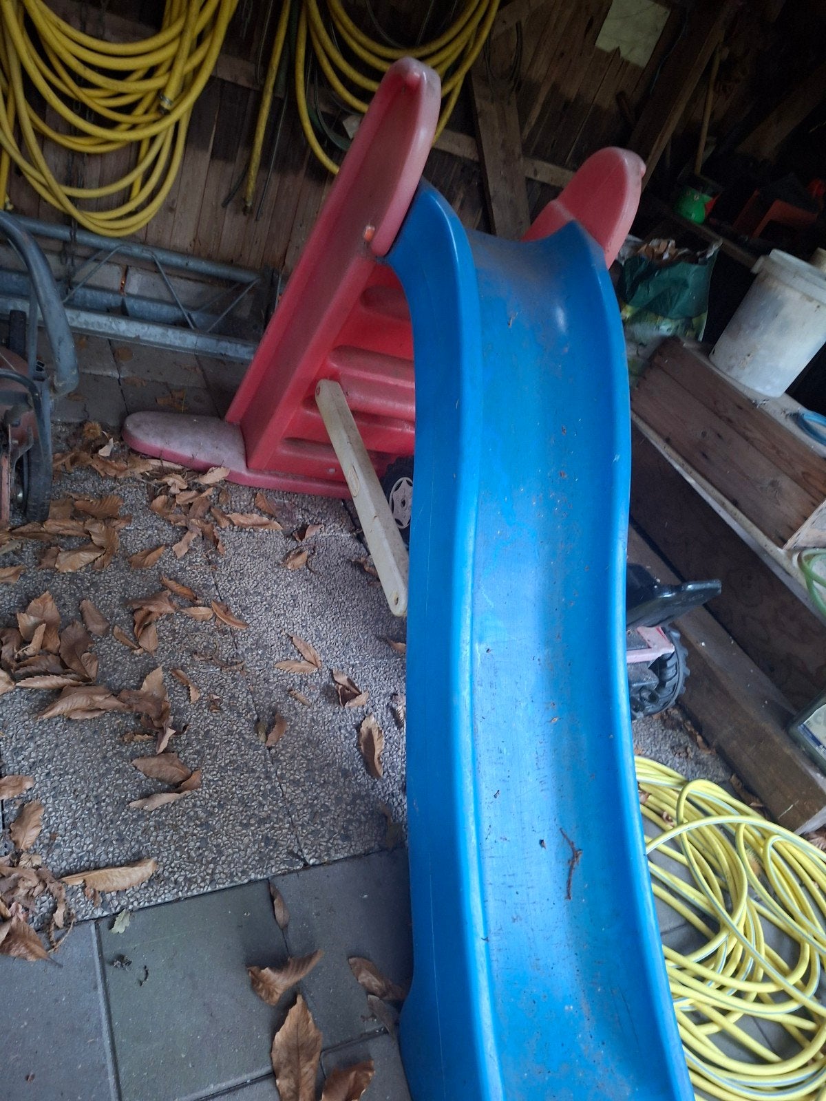 Gebruikte kinder glijbaan - rood en blauw, Ophalen, Gebruikt, Glijbaan