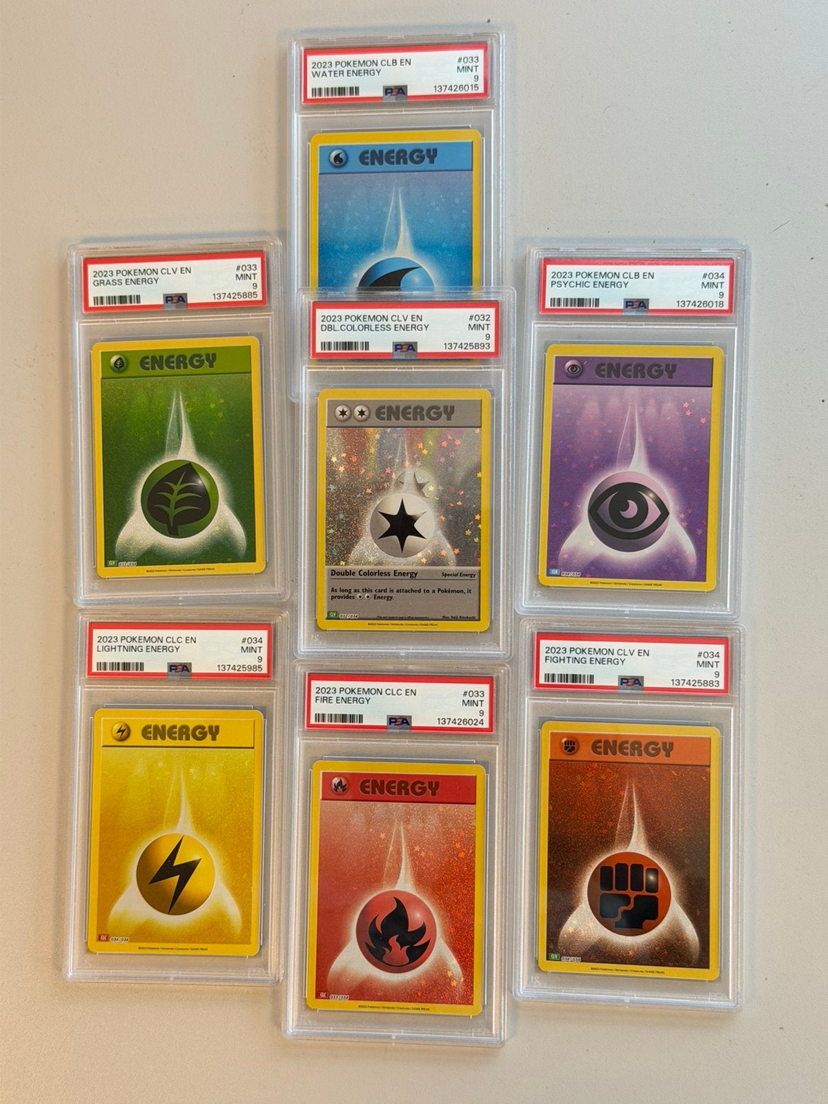 7x Pokémon Energy PSA 9 TCG Classic 2023 Lot set trainers, Ophalen of Verzenden, Zo goed als nieuw, Meerdere kaarten
