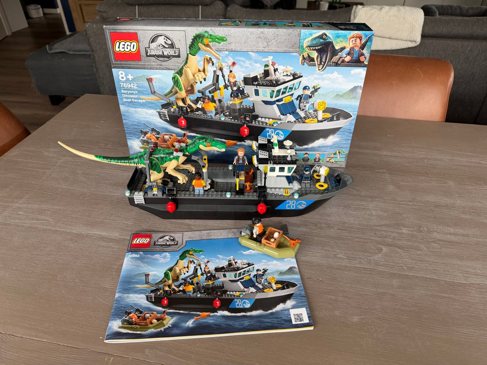 LEGO Jurassic World 76942 Baryonyx Dinosaurus Boot Ontsnappi, Jurassic World, Lego, Ophalen of Verzenden, Zo goed als nieuw