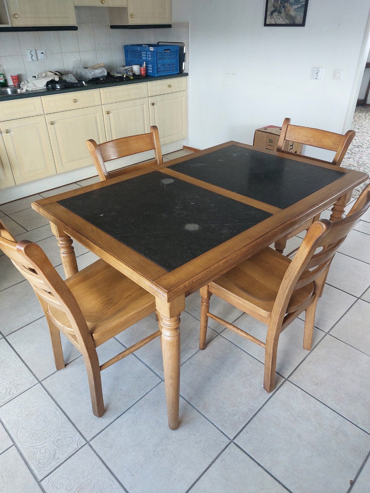 Eetkamertafel met 4 stoelen, Huis en Inrichting, Ophalen, Gebruikt, 100 tot 150 cm, 50 tot 100 cm