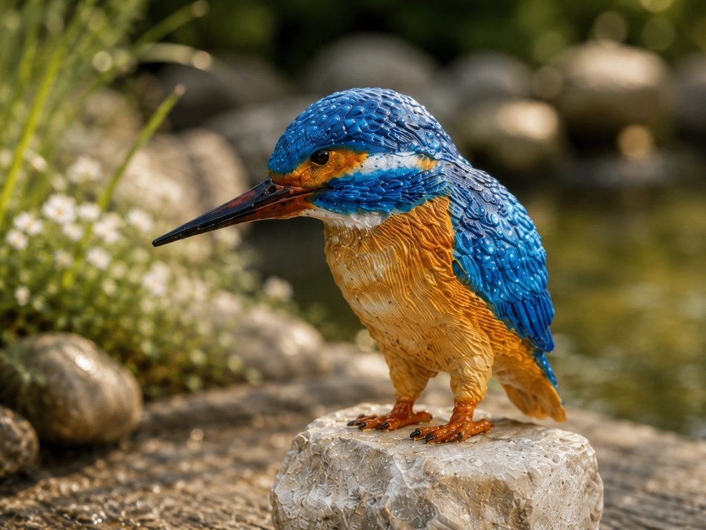 Bronzen IJSVOGEL / brons /BRONZEN TUINBEELD / GEKLEURD, Tuin en Terras, Tuinbeelden, Nieuw, Info@huisentuindecoratiemarie.nl, Huis en tuin decoratie marie