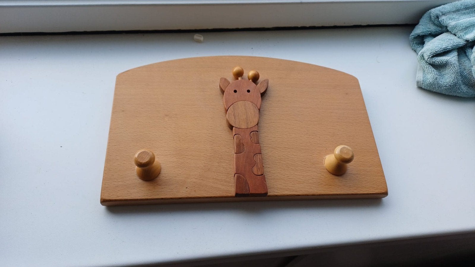 Houten kinderkapstokje met giraffe design, Ophalen of Verzenden