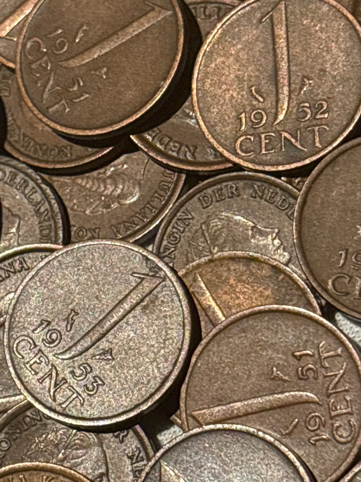 Grote partij van 605 Nederlandse 1 cent munten (Juliana & Be, Ophalen of Verzenden, Koningin Juliana, 1 cent, Setje