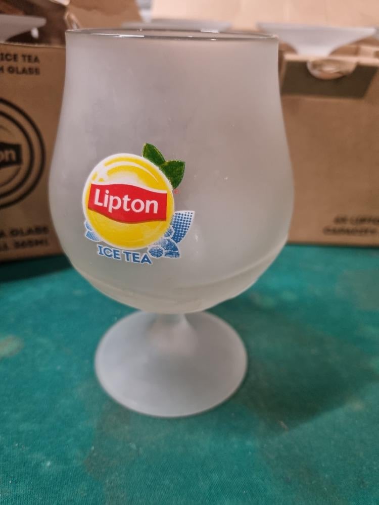 lipton ice tea glazen 4 stuks nieuw 6 verkocht, Verzamelen, Ophalen of Verzenden, 'T Olde Gre-j, Info@toldegrej.nl, Endepoelstraat 20f Didam