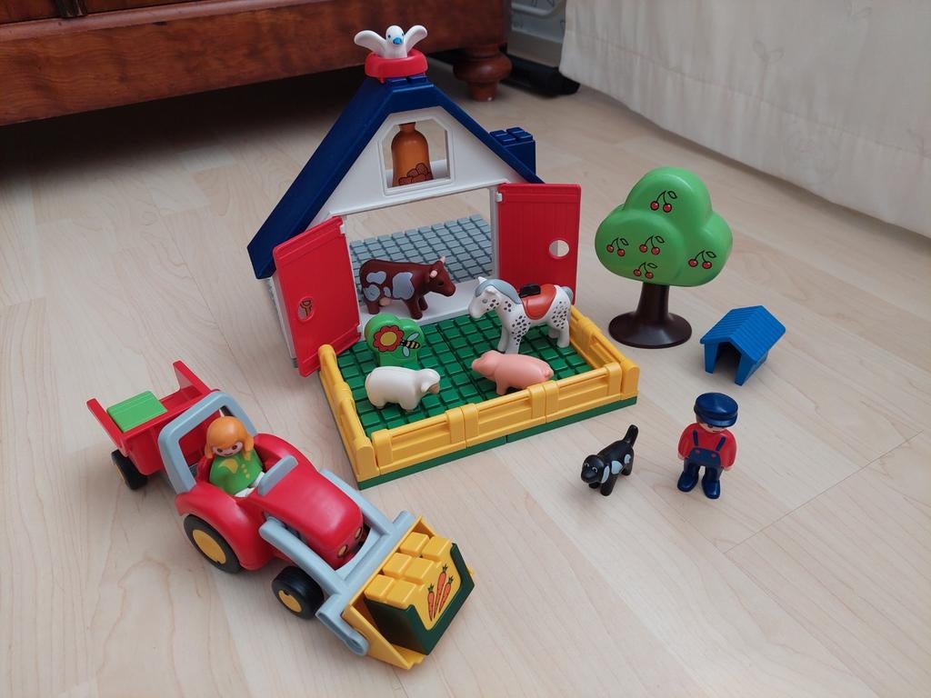 PLAYMOBIL 123 Boerderij 6740 +  tractor, wei en meer extra's, Ophalen of Verzenden, Gebruikt, Complete set