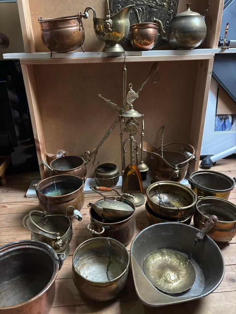 Antieke Koperen en Bronzen Decoratieve Items, Ophalen of Verzenden, Gebruikt, Rond, Overige materialen