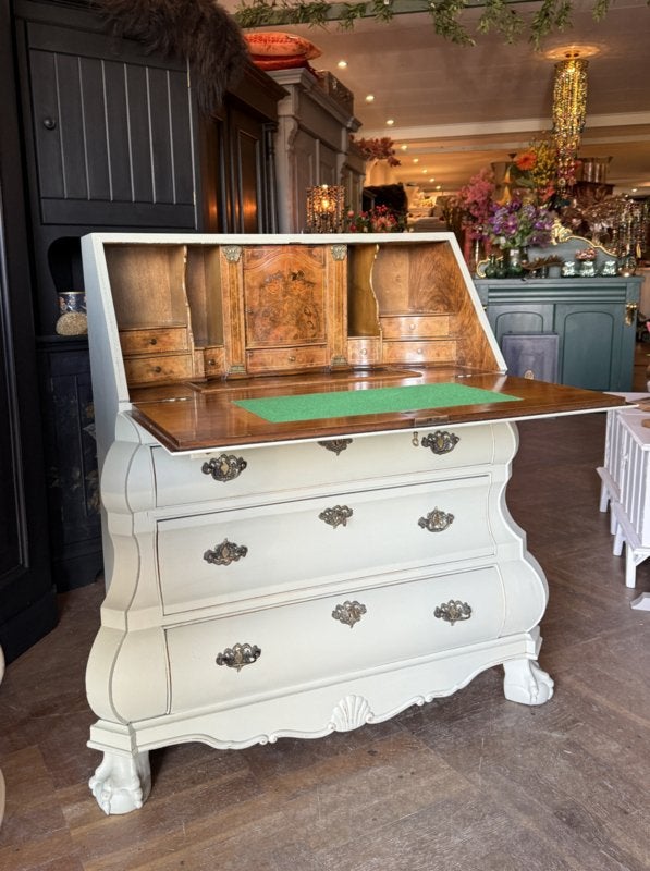 Antieke secretaire, brocante ladekast, vintage bureau VdlM, Ophalen, Zo goed als nieuw, Oude ladekast administratiekast kast buikkast buikladekast