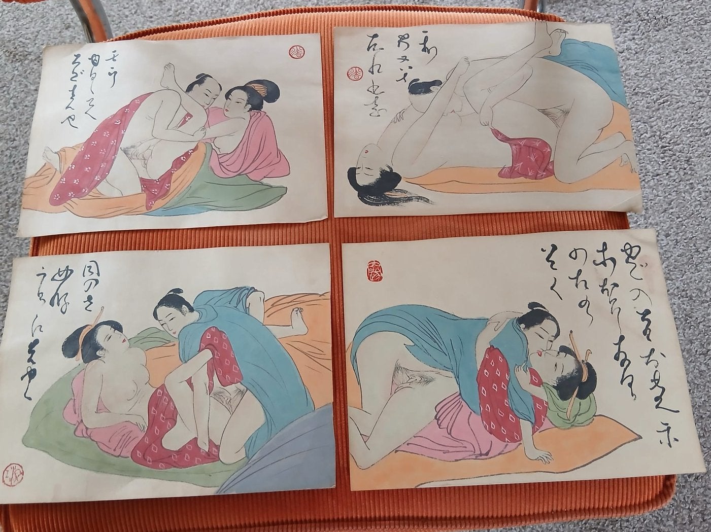 Collectie oude Erotiche Japanse Shunga Aquarellen Japan Art, Ophalen of Verzenden