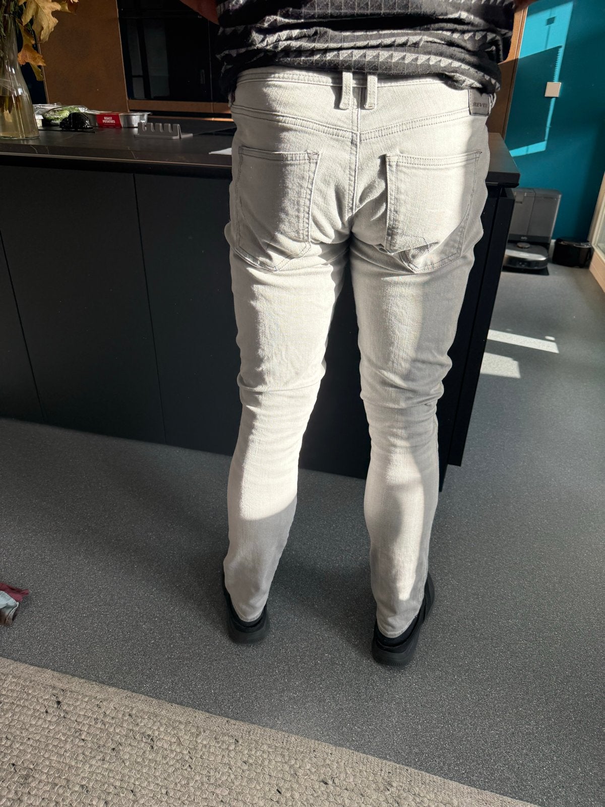 REV'IT! Piston 2 Skinny Fit Motorspijkerbroek Grijs W32/L34, Ophalen of Verzenden, Tweedehands, Heren, Broek | textiel