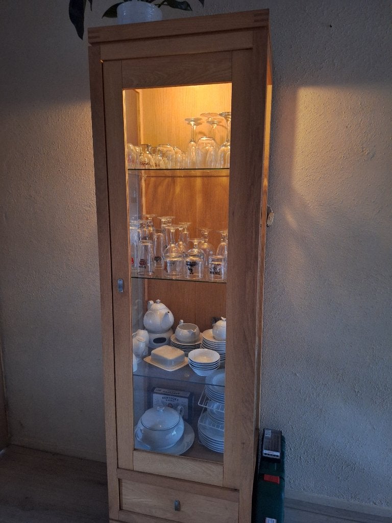Vitrine kast, Huis en Inrichting, Ophalen, Gebruikt, Eikenhout, 50 tot 100 cm