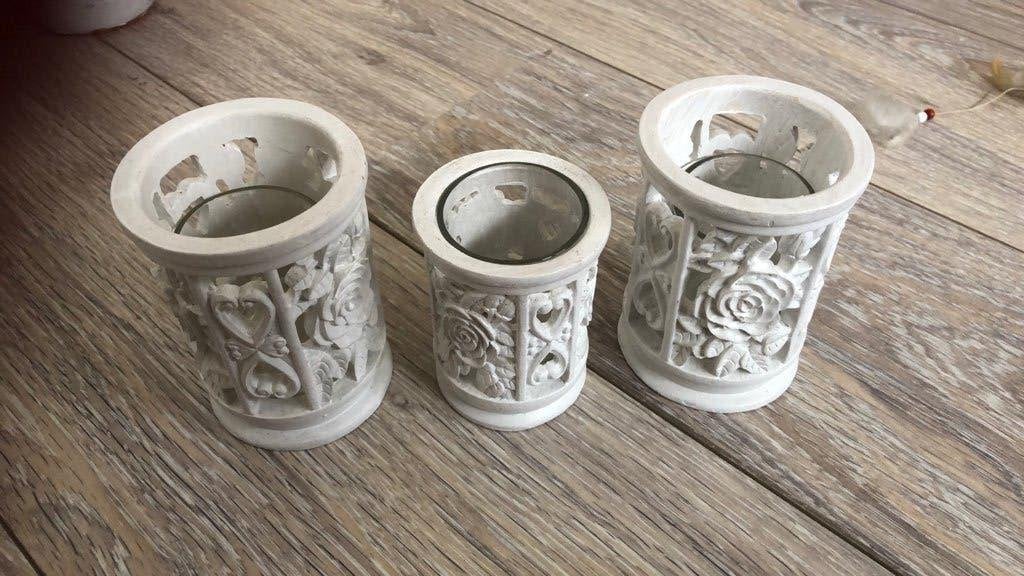brocante waxinelichthouders, Ophalen of Verzenden, Gebruikt