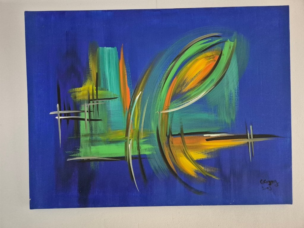 Acryl verf schilderij abstract, Ophalen