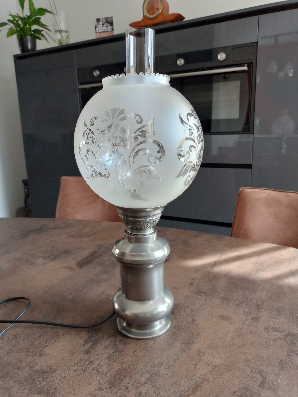 Tinnen lamp te koop., Ophalen of Verzenden, Zo goed als nieuw, Minder dan 50 cm