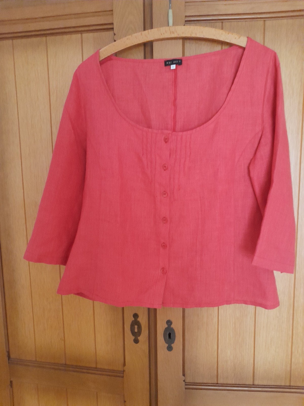 Roze rood linnen bloesje van Why not? maat 44., Why not, Verzenden, Maat 42/44 (L), Zo goed als nieuw