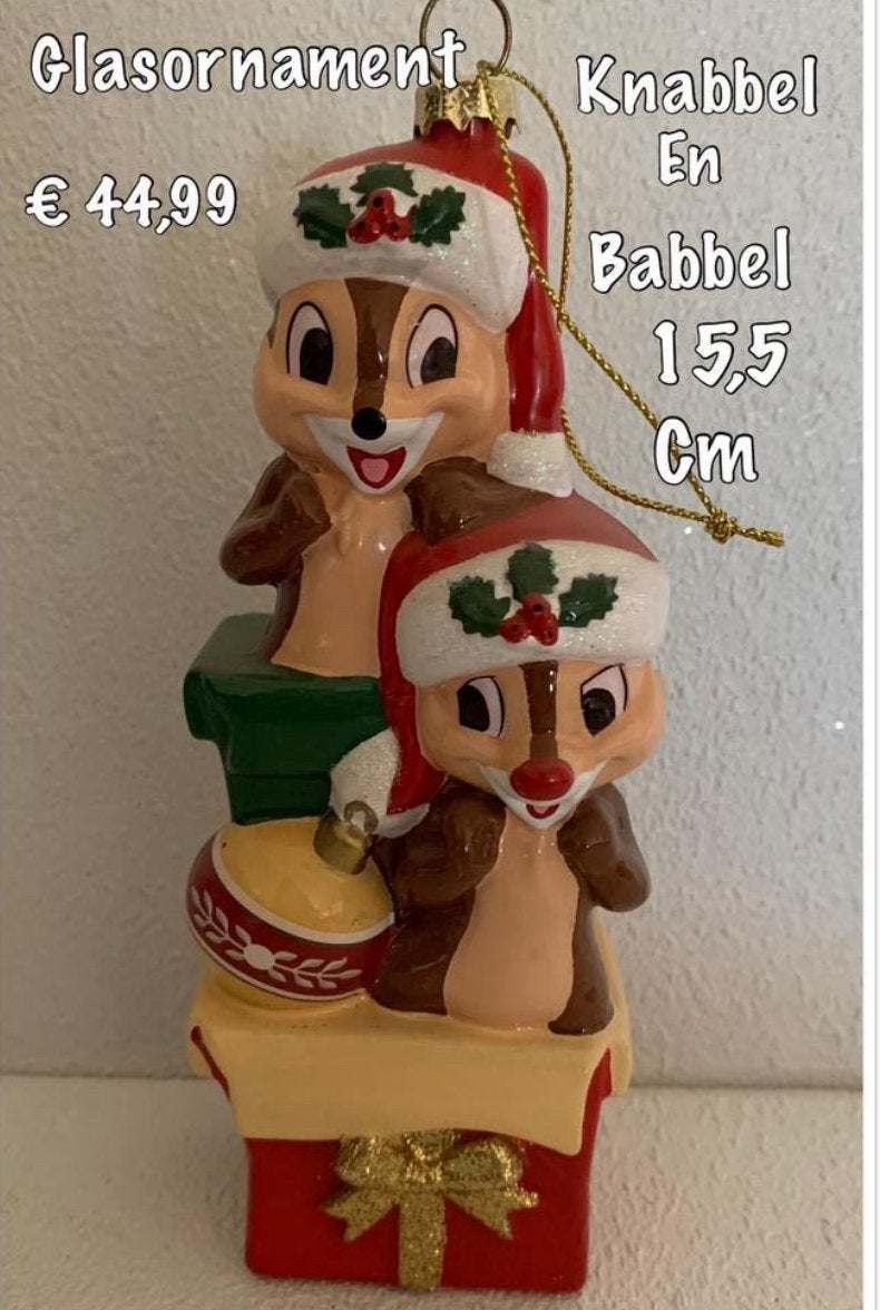 Knabbel en Babbel groot glas ornament, Ophalen of Verzenden, Overige figuren, Nieuw, Beeldje of Figuurtje