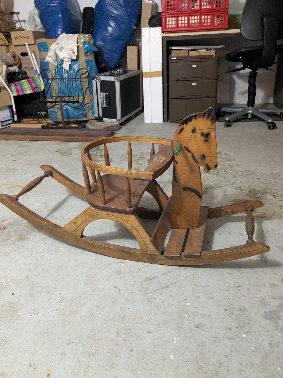 Vintage houten hobbelpaard met zitje, Ophalen, Gebruikt, Overige typen