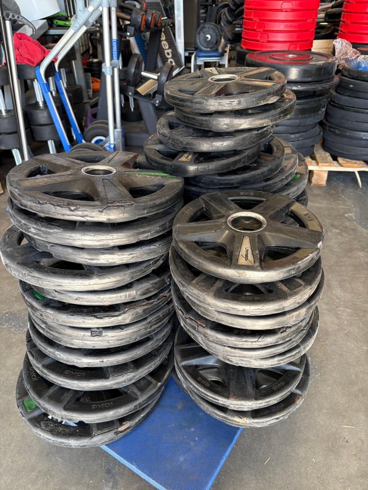 250 kg Lifemaxx olympische halter schijcen 50 mm, Ophalen, Halterschijven, Gebruikt, Lifemaxx