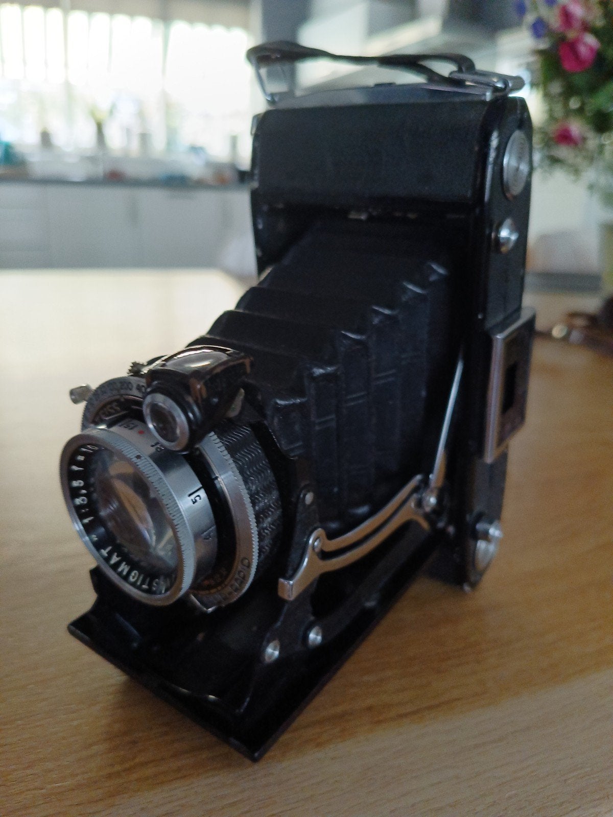 Vintage Zeiss Ikon Nettar vouwcamera met leren tas, Audio, Tv en Foto, Fotocamera's Analoog, Ophalen of Verzenden, Gebruikt, Compact
