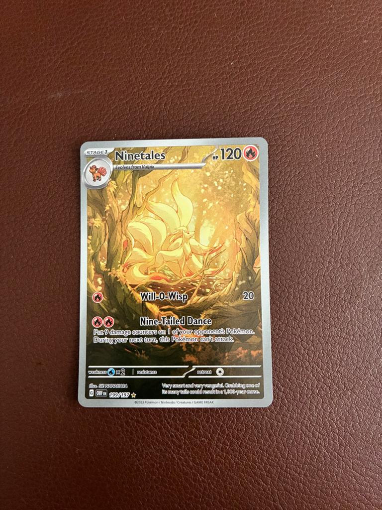 Pokémon Kaart Ninetales Obsidian Flames, Ophalen of Verzenden, Zo goed als nieuw, Losse kaart, Foil