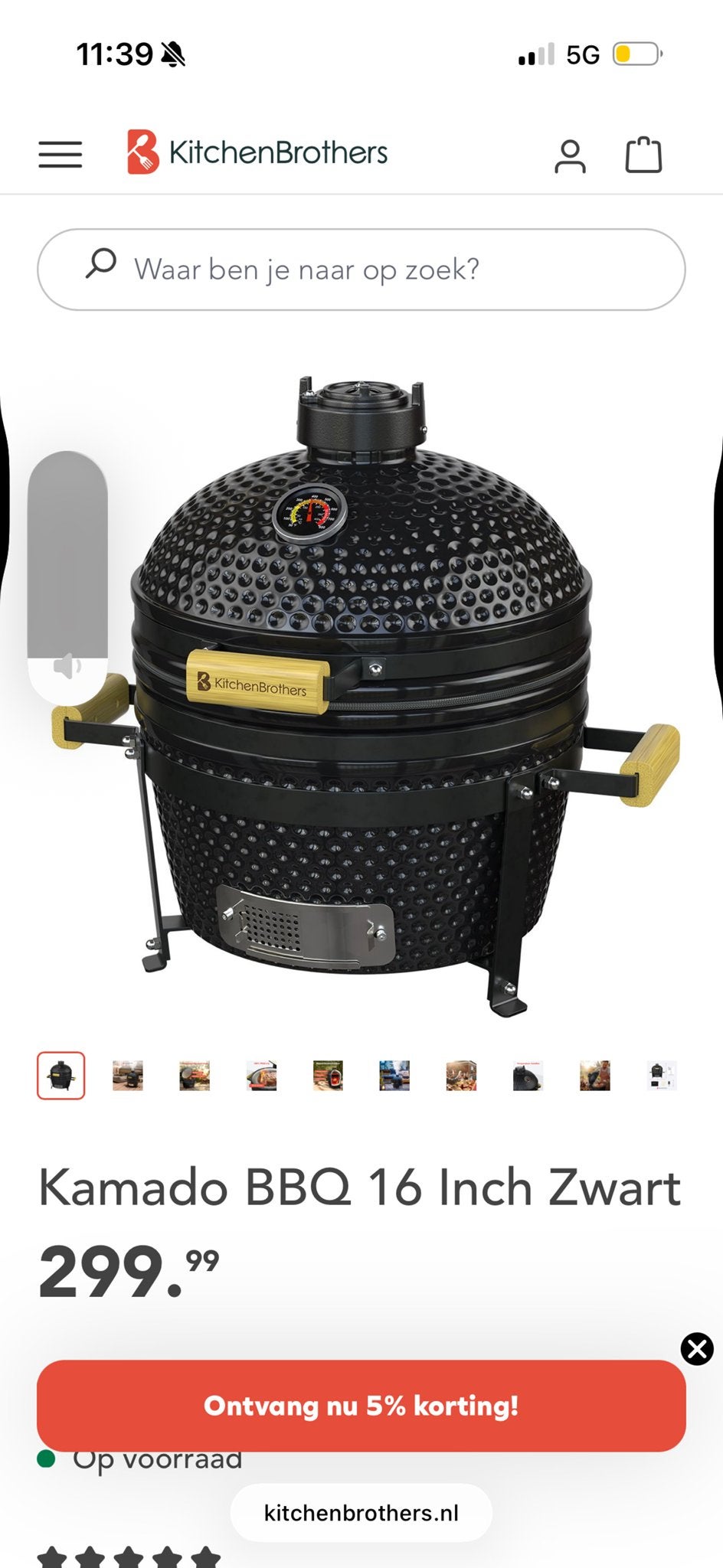 Kamado BBQ 16 Inch Zwart - Nieuw in doos!, Ophalen, Nieuw