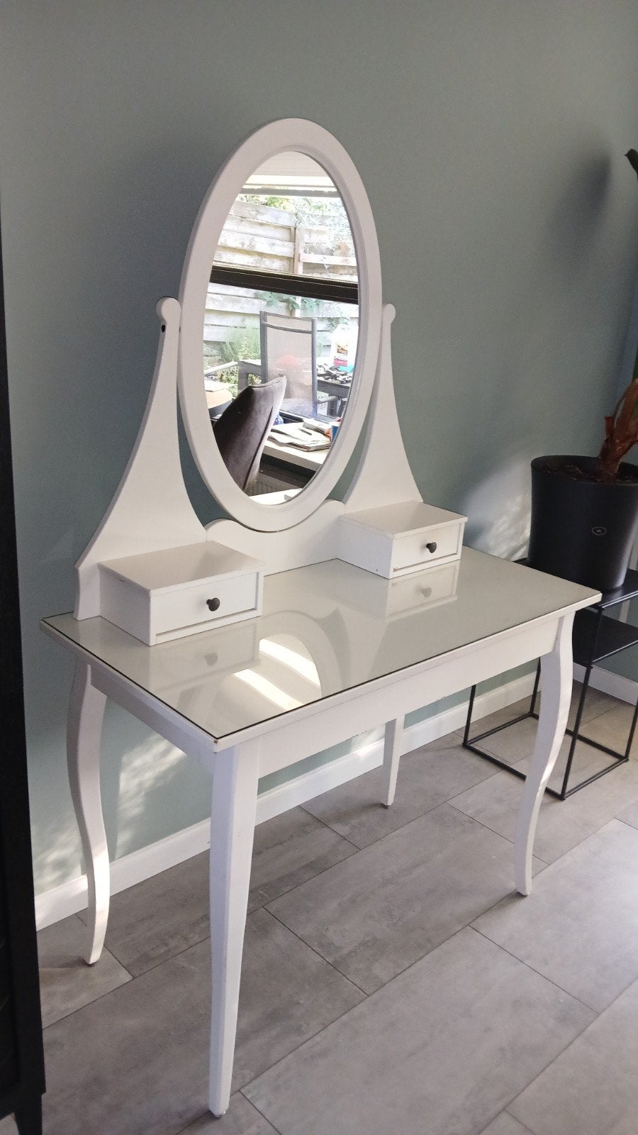 kaptafel met spiegel en lades, Huis en Inrichting, Gebruikt, 100 tot 150 cm, Klassiek, Elegant, Hout