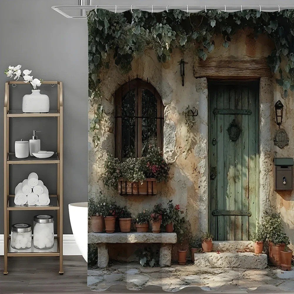 Douchegordijn Vintage Italiaans huisje (180x200cm)