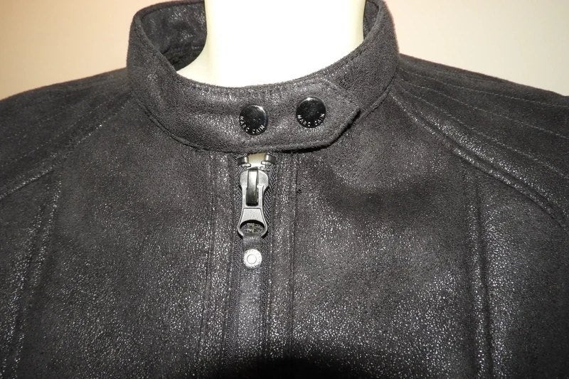Marccain prachtige lammy look jas zwart stoere uitstraling, Verzenden, Zwart, Zo goed als nieuw, Maat 36 (S)