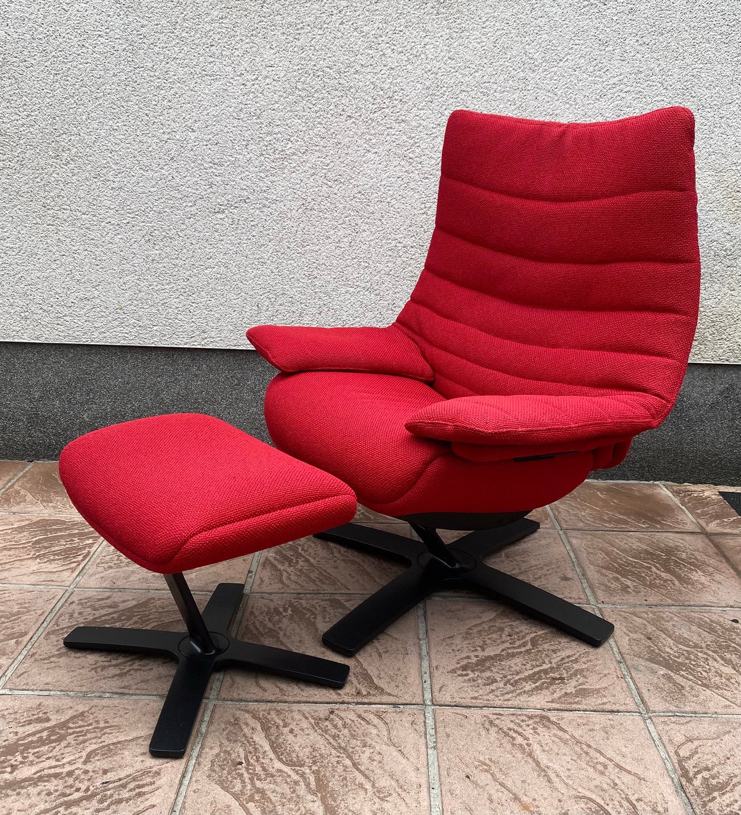 Natuzzi Italia ReVive relaxfauteuil & hocker, Gebruikt, 75 tot 100 cm, Ophalen of Verzenden, Stof