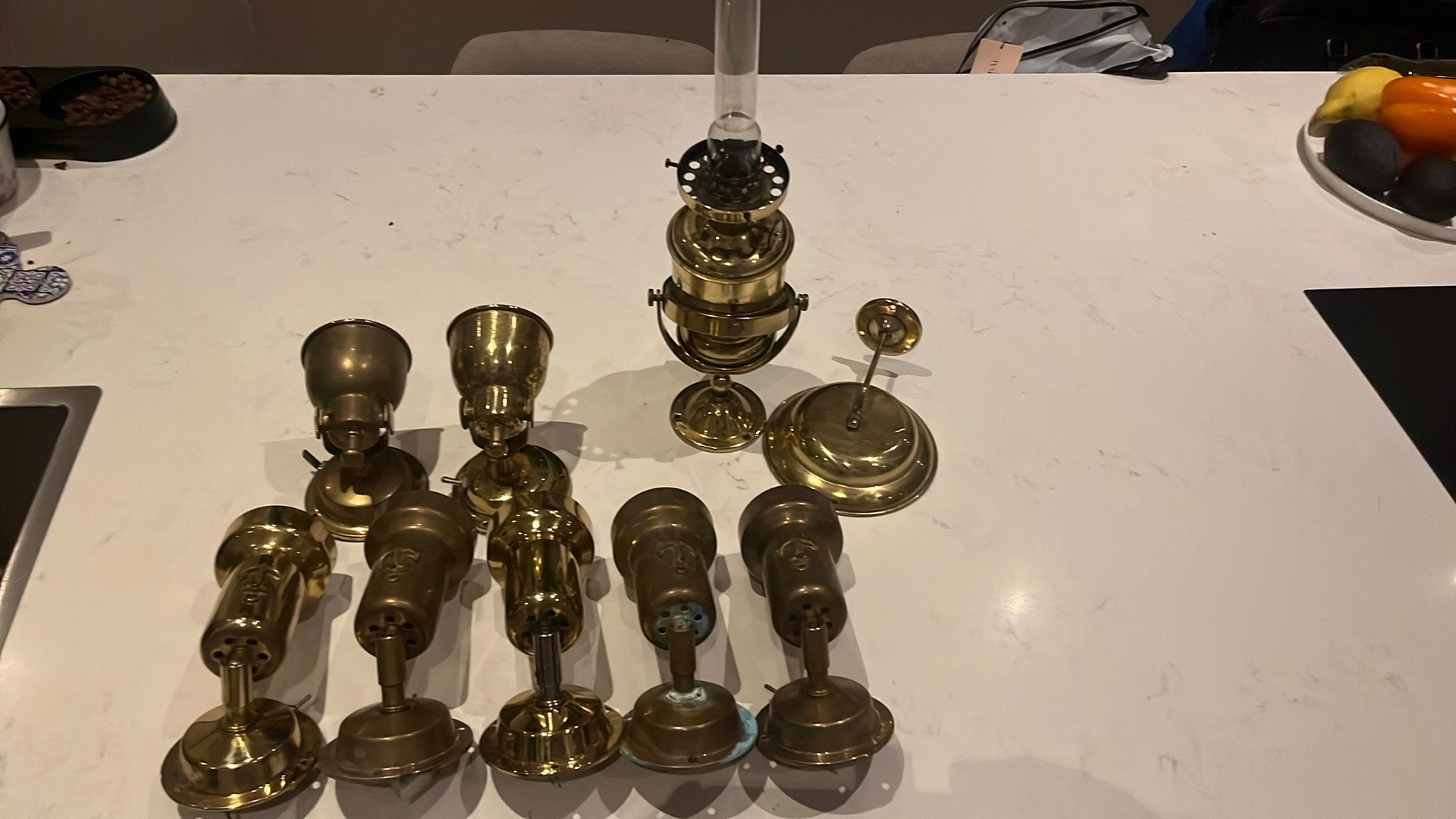 Authentieke scheepslampjes 12 V en olielamp (cardanisch), Ophalen of Verzenden, Gebruikt, Binnenverlichting