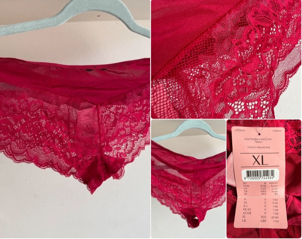 Hunkemöller Lacey Brasilian 2-tone Cerise maat XL, Kleding | Dames, Ondergoed en Lingerie, Hunkemöller, Ophalen of Verzenden, Rood