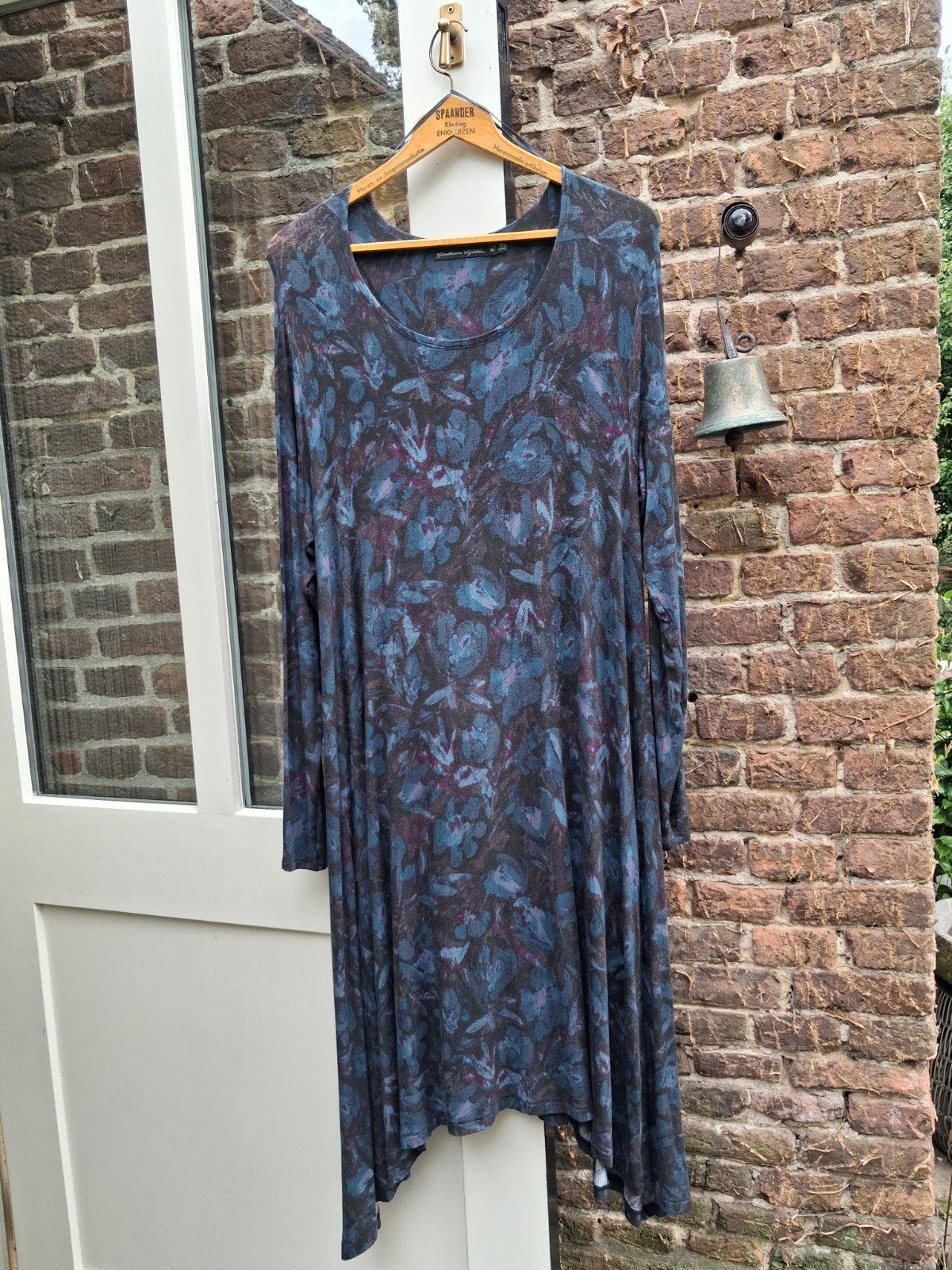 Gudrun Sjödén jurk, maat XL, blauw/paars bloemenprint, Kleding | Dames, Blauw, Maat 46/48 (XL) of groter, Ophalen of Verzenden